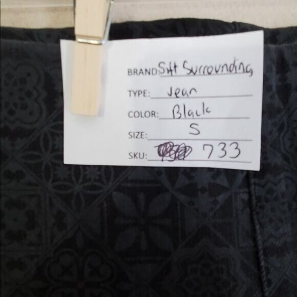 Soft Surroundings Women Pull On Jean Sz Small Black Gray Patchwork Boho Chic - Picture 12 of 12